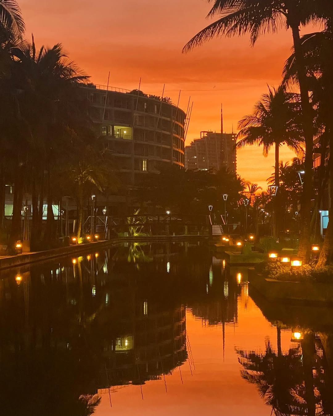 Sunset sky over The Point Waterfront